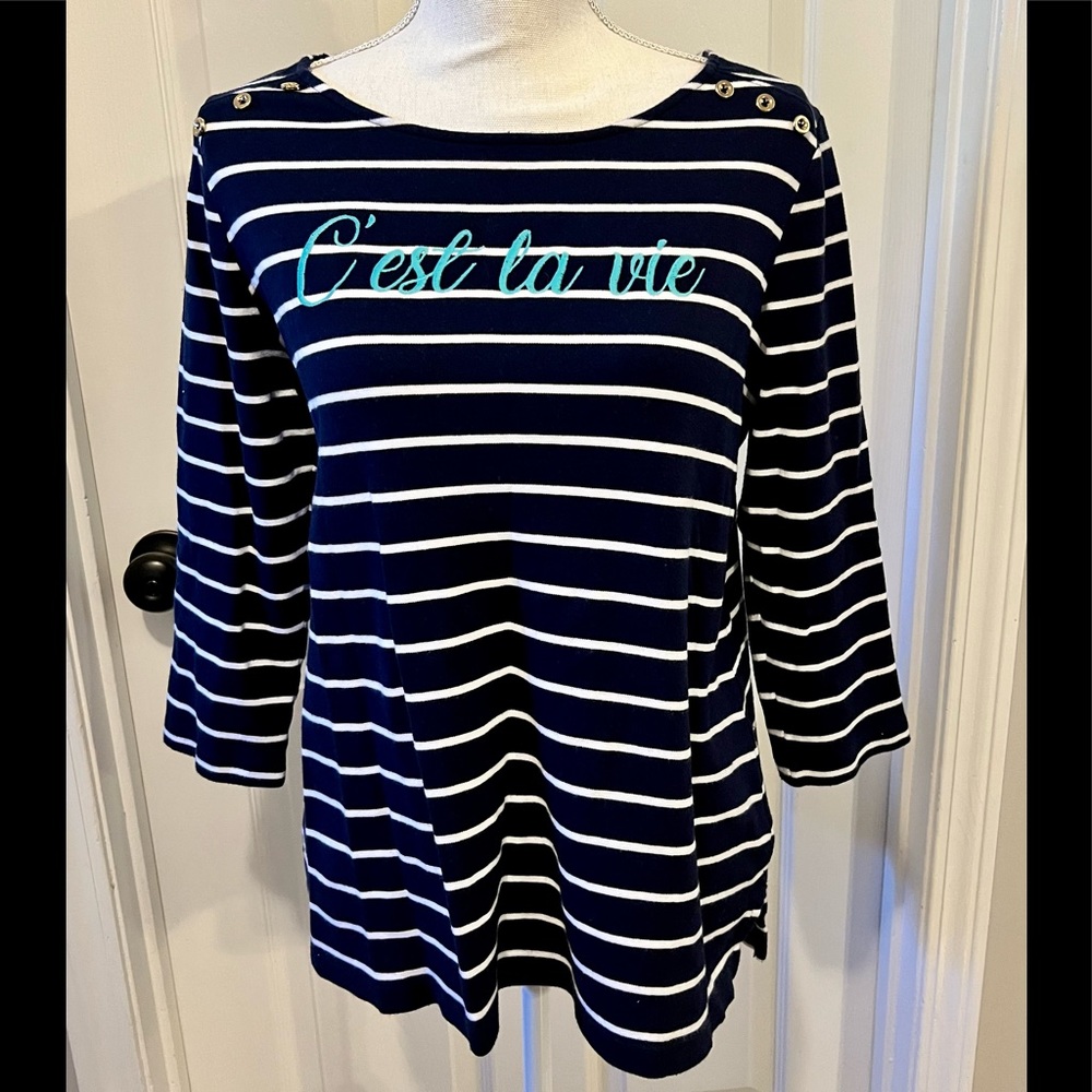 {Kim Rogers} C’est la vie striped top